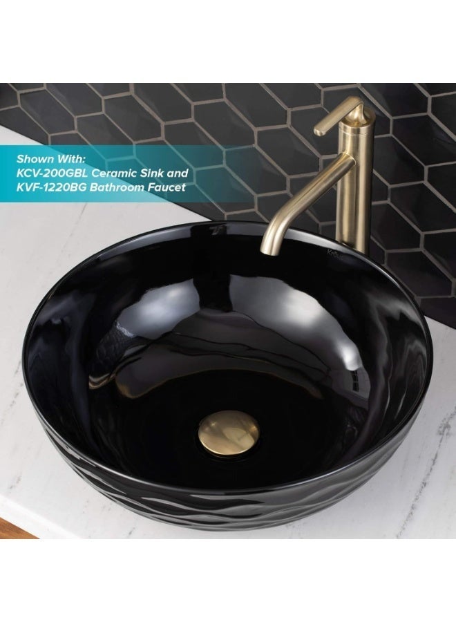 ALMIFTAH PU-10BG Pop-Up Bathroom Sink Drain | Brushed Gold Pop Up Drain with Overflow | Premium Brass Bathroom Sink Drain for Vessel & Vanity Sinks | Luxury Wash Basin Drain Stopper - Image 2